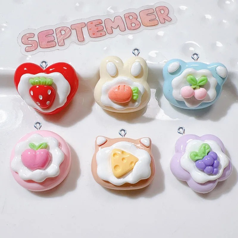 Resin Art Materials Kit - 10Pcs 시뮬레이션 귀여운 과일 케이크 수지