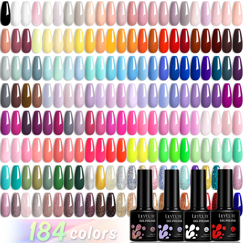 Glitter Powder Resin - LILYCUTE 184 색상 7ML 젤 매니큐어