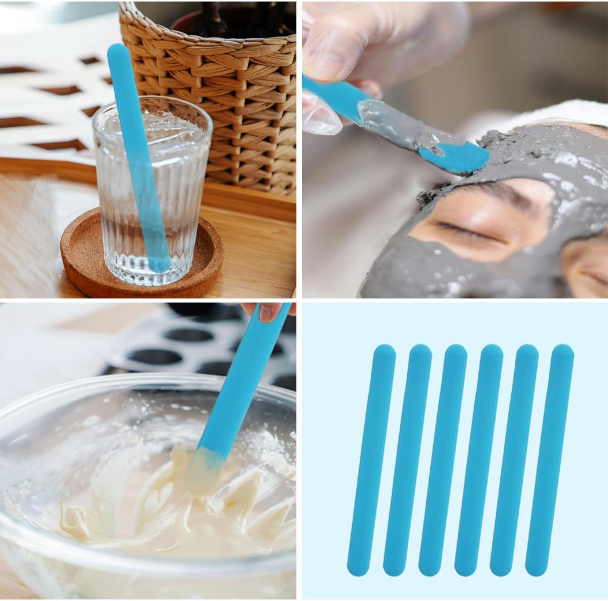Glitter Powder Resin - 4개입 실리콘 젓는 막대, 레진, 에폭시,