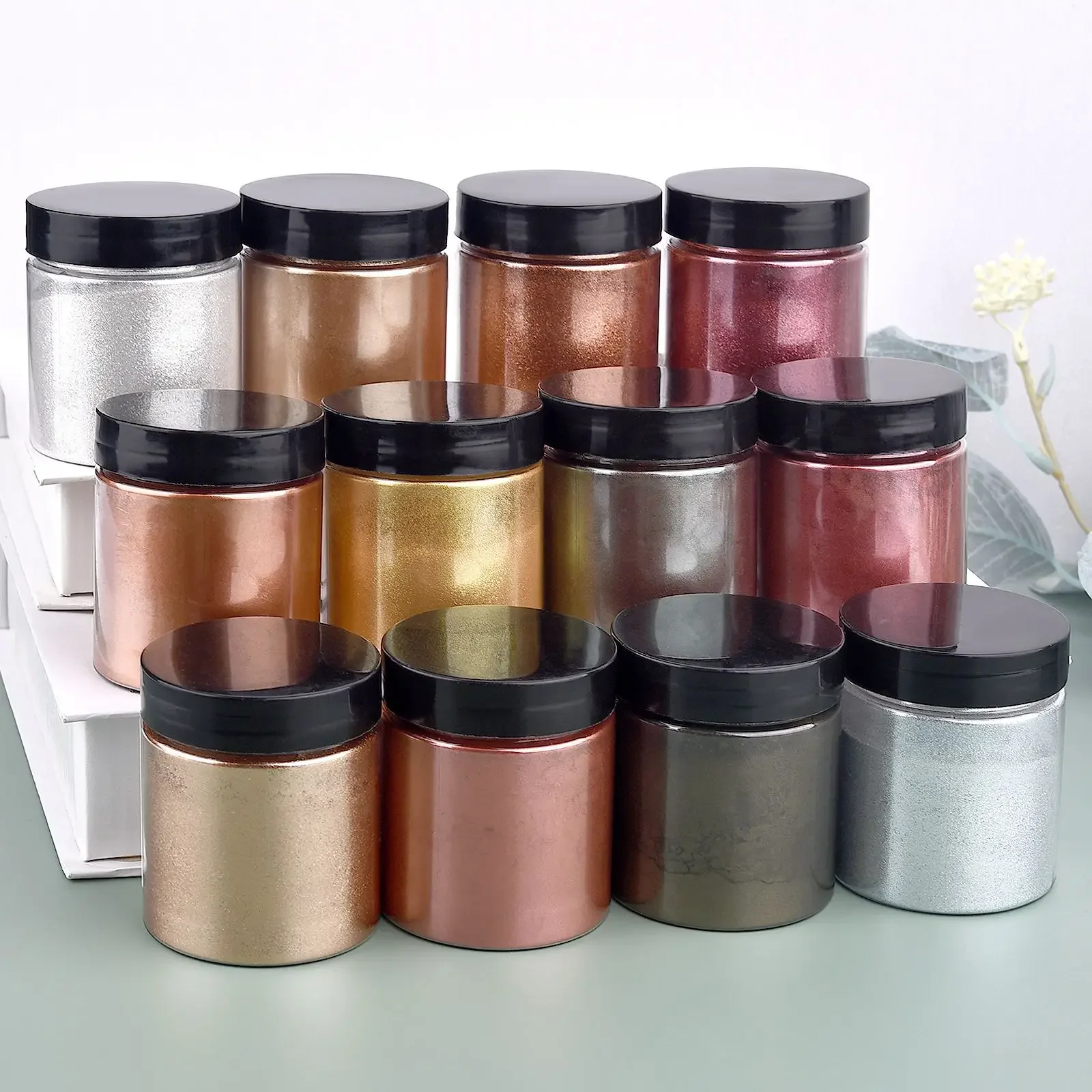 50g/병 메탈릭 글리터 파우더 금색 은색 색소 진주  - Glitter Powder Resin 리뷰 및 가격