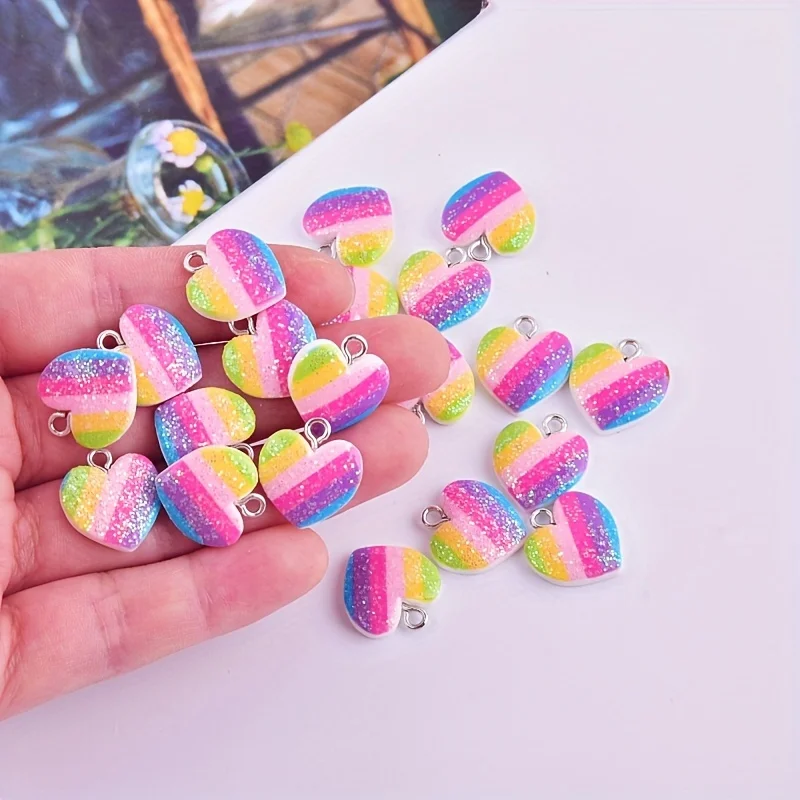 10Pcs 다채로운 하트 수지 참 귀여운 혼합 색상 사 - Resin Art Materials Kit 리뷰 및 가격