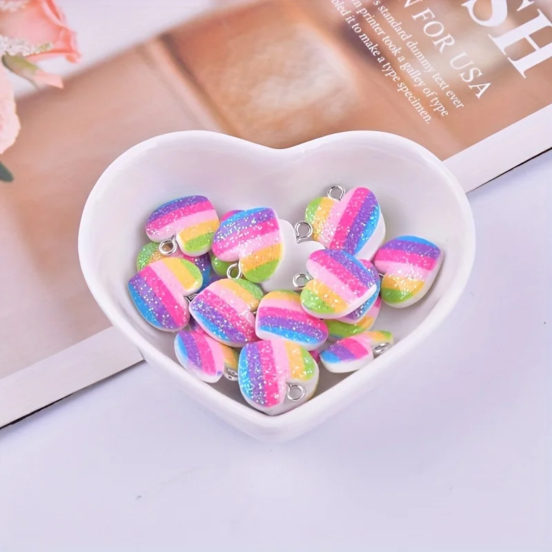 10Pcs 다채로운 하트 수지 참 귀여운 혼합 색상 사 - Resin Art Materials Kit 리뷰 및 가격