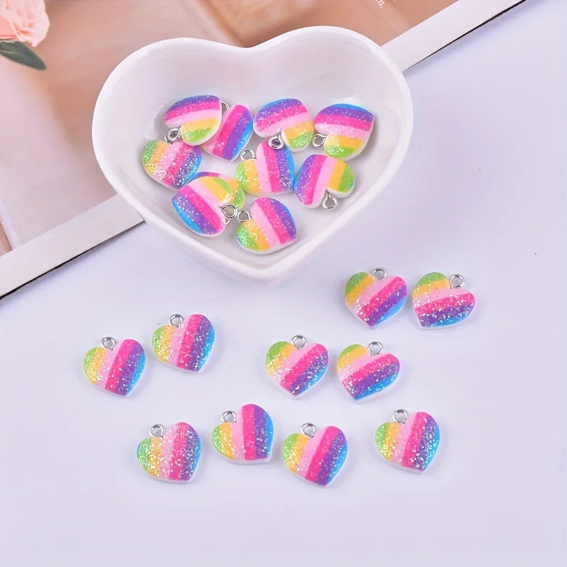 10Pcs 다채로운 하트 수지 참 귀여운 혼합 색상 사 - Resin Art Materials Kit 리뷰 및 가격