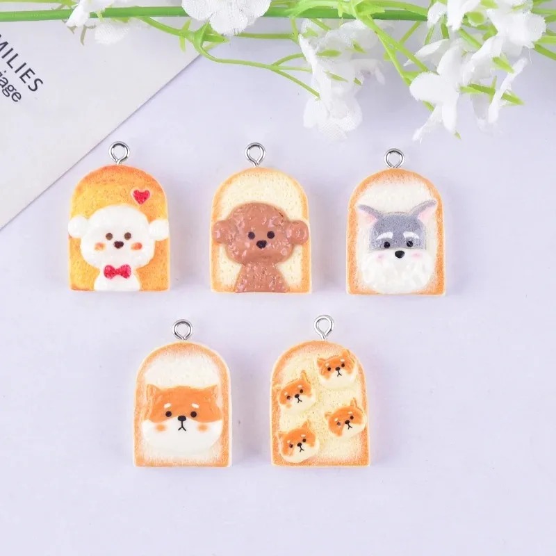 10Pcs 귀여운 토스트 개 수지 펜던트 만화 동물 참 - Resin Art Materials Kit 리뷰 및 가격