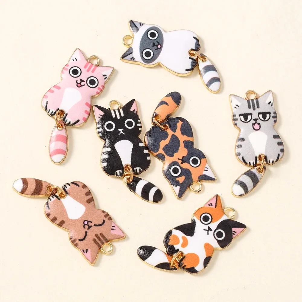 10Pcs 16×39mm 귀여운 만화 고양이 수지 참  - Resin Art Materials Kit 리뷰 및 가격