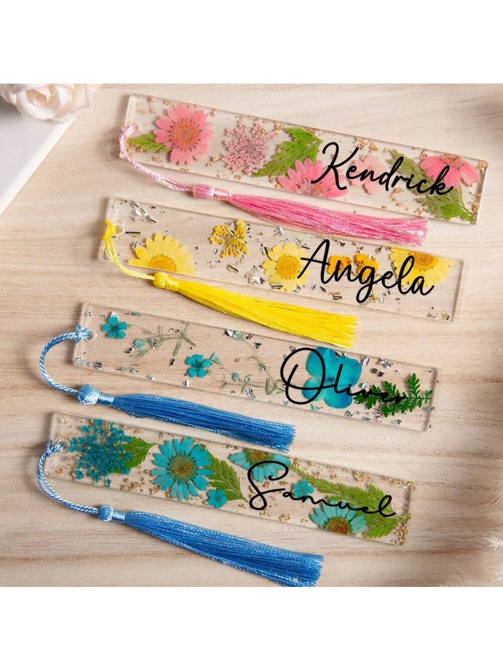 1PC 맞춤형 압화 데이지 레진 북마크(선물 상자 포함 - Resin Art Name 리뷰 및 가격