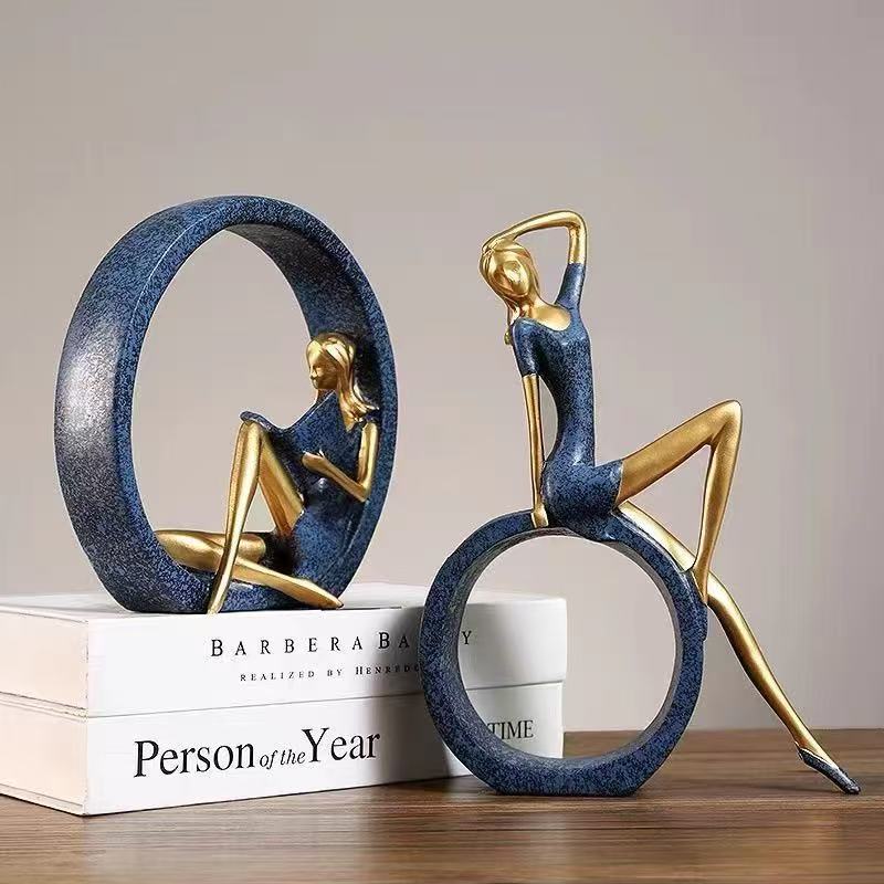 2PCS 요가 독서하는 소녀 동상 수지 입상 예술 조각 - Resin Art India 리뷰 및 가격